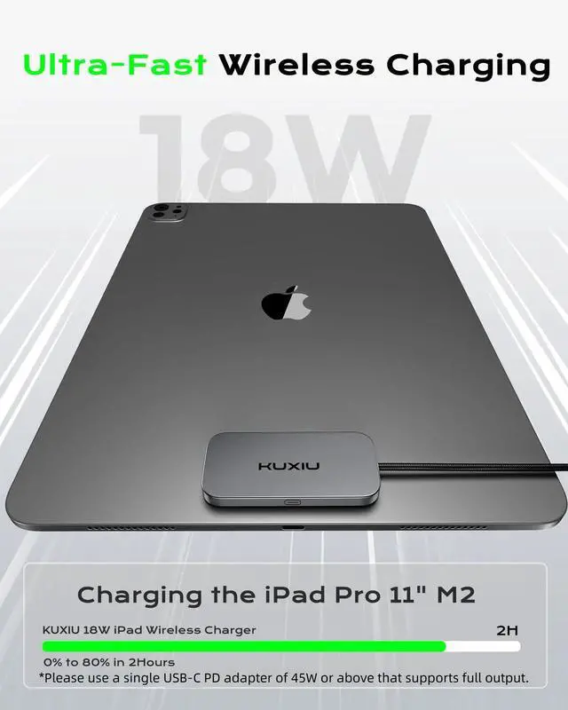 Alt view image 4 of 6 - Magnetic Wireless Charger for iPad Pro 11 (1st/2nd/3rd/4th) & iPad Air 11 (M2/M3) & iPad Air 10.9 (4th/5th), 18W Fast Charging Smart Connector Charger Pad with 6.56ft USB-C Cable (Adapter Not)