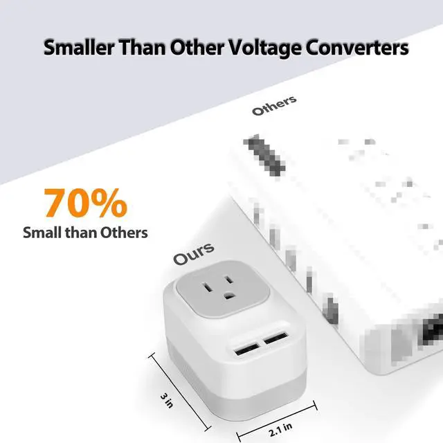 Alt view image 3 of 6 - 220V to 110V Voltage Converter US to Europe with 2 USB A 2 USB C Fast Charging, Power Converter for European Travel Universal International Travel Adapter for Italy Germany France Spain