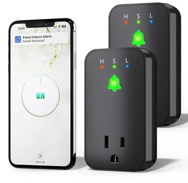 Main image of Power Failure Alarm WiFi, 2 Pack Smart Power Outage Alarm, App Notification | Mini Size, Freezer Alert, Loud 110dB, LED Indicator, Voltage Detection, Home Power Monitor, for GFCI Trips, Sump Pump