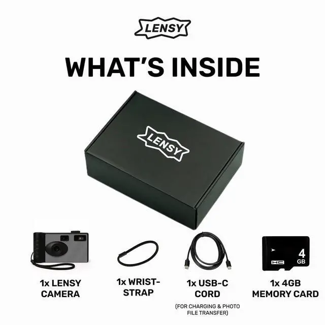 Alt view image 3 of 6 - Screen Free Digital Camera | Four Built in Filters | Rechargeable, 8mp, Lightweight, Focus-Free, Auto-Flash, Easy-to-Use, Reusable, Retro Film-Style Photos (Gray)