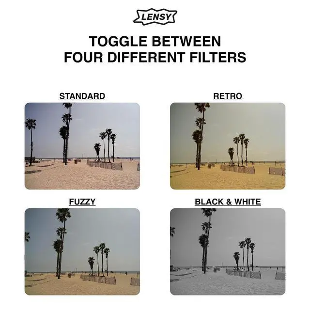 Alt view image 4 of 6 - Screen Free Digital Camera | Four Built in Filters | Rechargeable, 8mp, Lightweight, Focus-Free, Auto-Flash, Easy-to-Use, Reusable, Retro Film-Style Photos (Gray)
