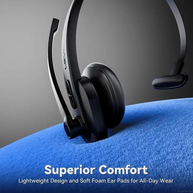 Alt view image 6 of 6 - Wireless Headset with Mic for Work, Bluetooth Headset with Microphone AI Noise Cancelling & Mute Button, Lightweight Comfortable Computer Headset with Microphone for PC/Office/Call Center/ Teams/Zoom