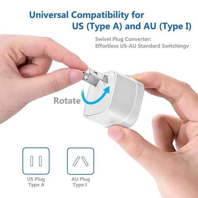 Alt view image 3 of 6 - Power Step Down 220V to 110V Travel Voltage Converter International Power Adapter for Hair Straightener/Curling Iron with 4-Port USB Charging US/UK/AU/EU Universal Plug Adapter (White)