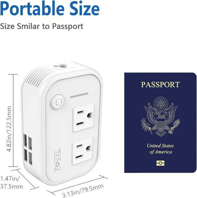 Alt view image 5 of 6 - Power Step Down 220V to 110V Travel Voltage Converter International Power Adapter for Hair Straightener/Curling Iron with 4-Port USB Charging US/UK/AU/EU Universal Plug Adapter (White)