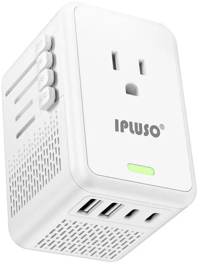 Main image of Converter for European Travel with AC Socket, 2 USB C & 2 USB A Ports | Specially for Hair Dryers, Compact Voltage Converter US to Europe, 220v to 110v Voltage Converter