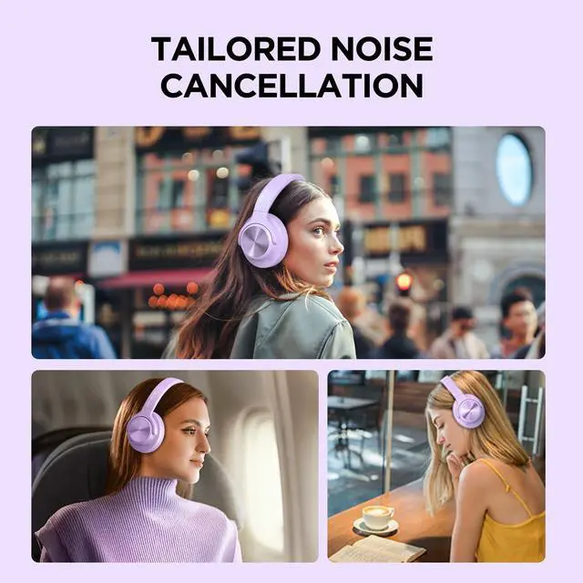 Alt view image 3 of 6 - Hybrid Active Noise Cancelling Headphones 130H Wireless Over Ear Headphones | Bluetooth, Hi-Res Sound, Deep Bass, Spatial Audio, Dual Connection, Custom EQ via App, Comfortable Fit for Travel Home Off
