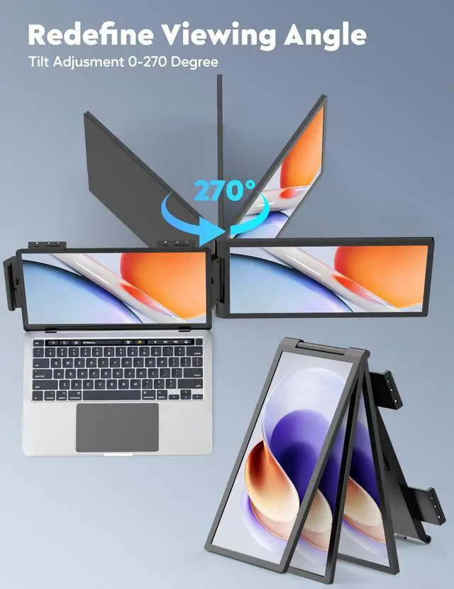Alt view image 5 of 6 - 14'' Laptop Screen Extender, FHD 1080P IPS Dual Display Portable Monitor for 14-16'' Laptops, USB-C/HDMI, Plug and Play for Windows, Mac, Android, Switch and PS5