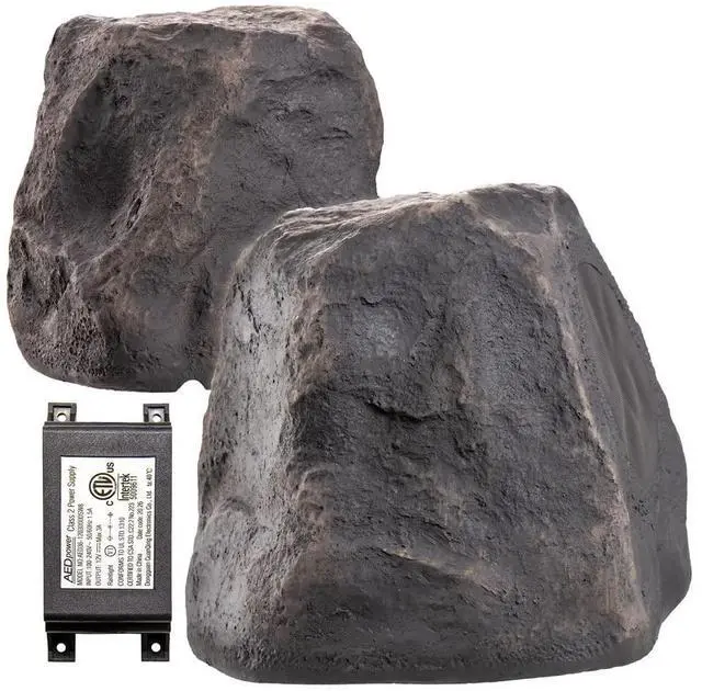 Main image of 5.25" 120W Wireless Bluetooth Outdoor Rock Speaker Weather Resistant, Slate Dark Grey - BTR-150
