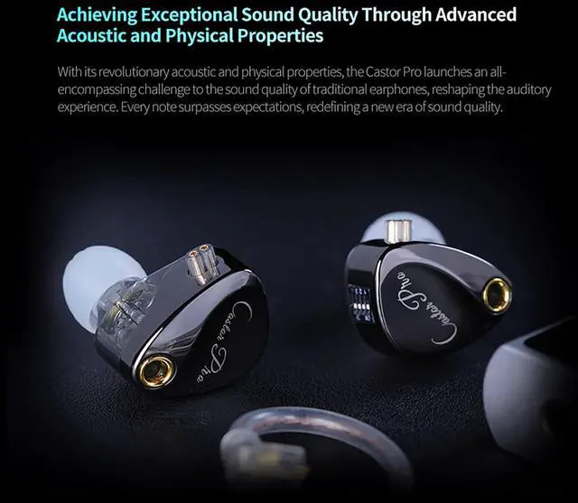Alt view image 4 of 6 - KZ Castor Pro Tunable in Ear Monitor, Improved Bass in Ear Headphones | HiFi Dual-Dynamic Driver Gaming Earbuds, IEM Earphones with 2PIN-C Detachable Cable(Black, with Mic)