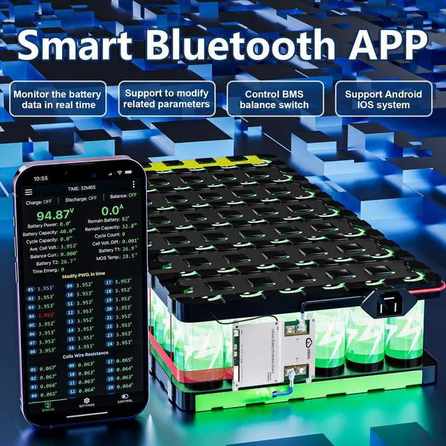 Alt view image 4 of 6 - JK-B1A8S20P-HC 4S-8S 200A Smart BMS, 1A Active Balance, CAN & Heating | High-current monitoring and inverter-ready control for RV, marine, golf cart, solar storage and backup power systems
