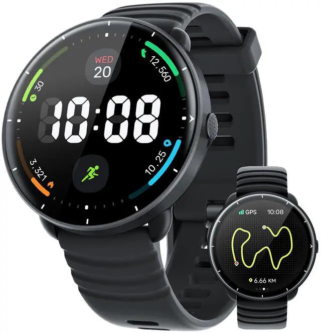 Main image of Swimming Smart Watch, 5ATM Waterproof Watch for Pool & Open Water | AI Swim Analysis, Built-in GPS & Compass, AMOLED Screen Fitness Trackers 100+ Sports Modes, Heart Rate & Sleep Monitor, Black