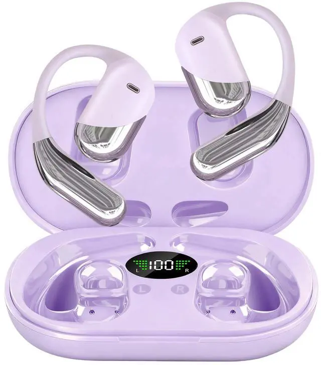 Main image of 2026 Open Ear Headphones,Over Ear Buds Clip Wireless Earbuds Built-in Mic Earhook,Bluetooth LED Display,60H Playtime Touch Control Ultra-Comfort Design for Cycling,Running,office,walking,Ear Hooks