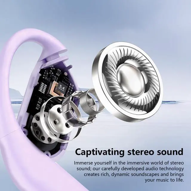 Alt view image 4 of 6 - 2026 Open Ear Headphones,Over Ear Buds Clip Wireless Earbuds Built-in Mic Earhook,Bluetooth LED Display,60H Playtime Touch Control Ultra-Comfort Design for Cycling,Running,office,walking,Ear Hooks