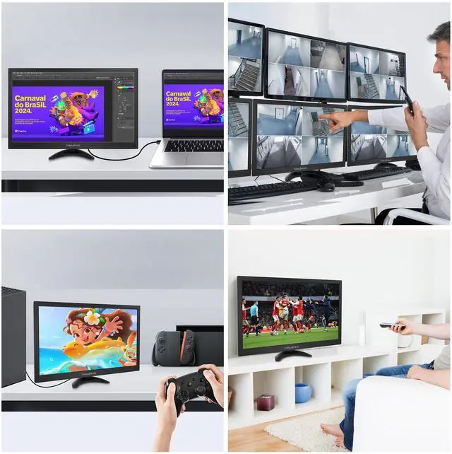 Alt view image 3 of 6 - 15.6 Inch Computer Monitor 1600x900 Small PC Monitor with HDMI VGA AV BNC USB Ports, 60Hz, 5Ms, VESA, Remote Control, Mini Display Built-in Speakers for Office Home