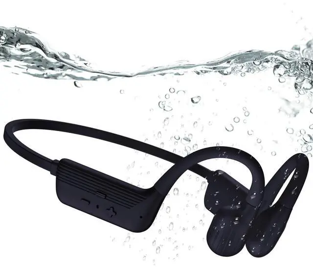 Main image of Swimming Headphones, IP68 Waterproof Bone Conduction Headphones, Bluetooth 6.0&MP3 with32GB Memory Card, Skin Open Ear Swim Earbuds with Adjustable Headband for Swim Cap/Hat, Magnetic Charging(Black)