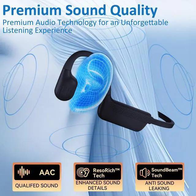 Alt view image 5 of 6 - Swimming Headphones, IP68 Waterproof Bone Conduction Headphones, Bluetooth 6.0&MP3 with32GB Memory Card, Skin Open Ear Swim Earbuds with Adjustable Headband for Swim Cap/Hat, Magnetic Charging(Black)