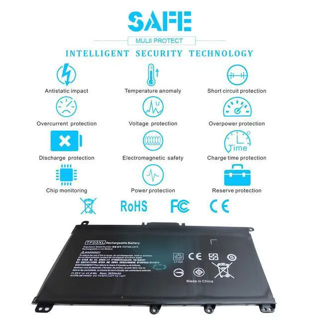 Alt view image 6 of 6 - 920070-855 920046-421 TF03XL Battery for HP Pavilion 15-CC 15-CD 17-ar050wm 17-ar0xx 15-cc023cl 15-cc123cl 15-cc563st 15-cc050wm 15-cd040wm 14m-cd0001dx 14m-cd0003dx 14-cd1055cl 14-bf0xx 920046-121