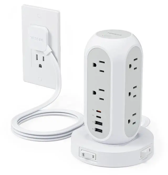 Main image of Surge Protector Power Strip with 1050J, Individual Switches, 6 Ft | 11 Outlets, 4 USB Ports (2 USB C), Flat Extension Cord, 20W Charging Station for Multiple Devices, for Office, Dorm Room