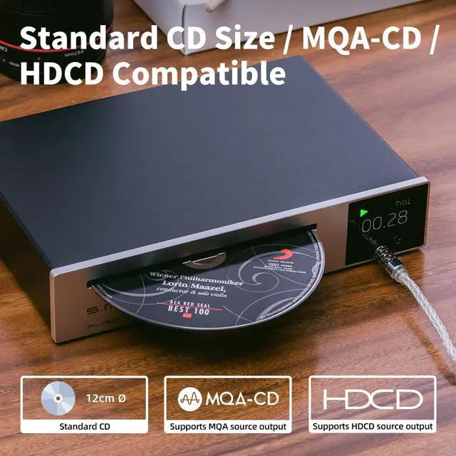 Alt view image 3 of 6 - SMSL PL150 CD Player High Power CS43198 D/A chip, Standard/MQA-CD/HDCD CDs, with RCA/3.5mm & 4.4mm Headphone/Optical/Coaxial Output, for Vehicle/Laptop/TV/PC, CD Player Amp with Remote Control (Black)