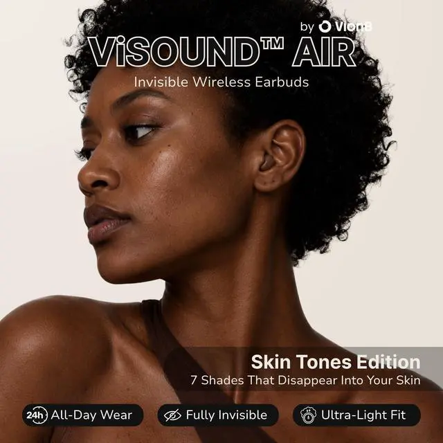 Alt view image 2 of 6 - Air Skin Tones Invisible Earbuds for Small Ears - Wireless Bluetooth 5.4, Skin-Matching Mini Stemless Ear Buds, IPX5 Waterproof, Crystal Clear Calls (Warm Cocoa)