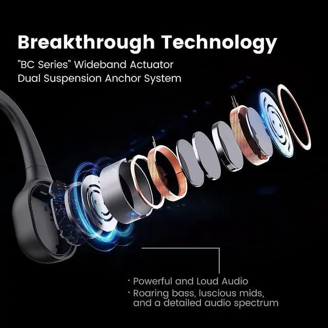 Alt view image 5 of 6 - Run Plus Bone Conduction Headphones, IP68 Waterproof, 32GB MP3 | 8H Playtime Open-Ear Bluetooth 5.2, Deep Bass, Secure Fit for Running Swimming & Gym, Black