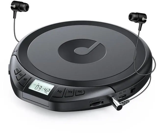 Main image of Portable CD Player with Earphones CD Player for Car | CD Dsicman with Anti-Skip Shockproof with LCD Display Support PROG Memory Repeat Function
