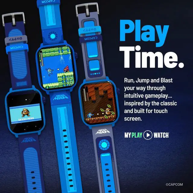 Alt view image 6 of 6 - Mega Man Retro Gaming Smartwatch, Built from Mega Man 2 | Classic & Arcade Modes, No Wi-Fi or Bluetooth, Heart and Calories Tracking, Digital Watch, All Day Fitness, Includes 2 Bands