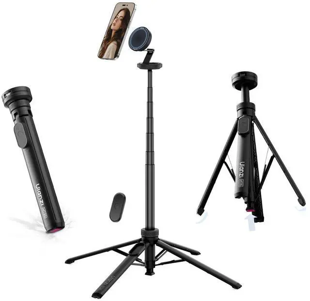 Main image of MT85 60" Magnetic Phone Tripod for iPhone 17, Auto Open Selfie Stick | N52 Magnetic, Aluminum, Enhanced 4-Leg, Extendable Phone Stand for Magsafe w Remote for Travel Vlog Content Creator Essential