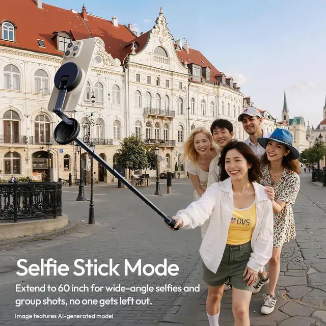Alt view image 4 of 6 - MT85 60" Magnetic Phone Tripod for iPhone 17, Auto Open Selfie Stick | N52 Magnetic, Aluminum, Enhanced 4-Leg, Extendable Phone Stand for Magsafe w Remote for Travel Vlog Content Creator Essential