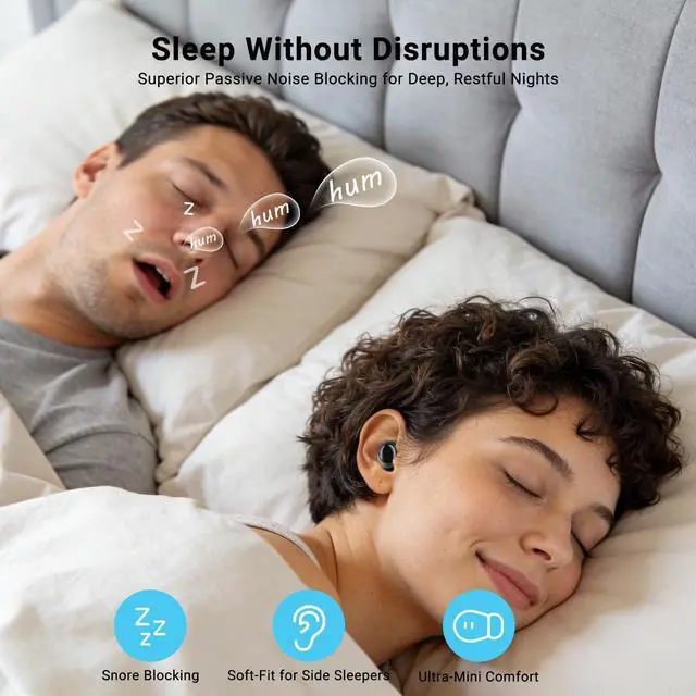 Alt view image 2 of 6 - T33 Sleep Earbuds, Bluetooth 6.0 Noise Cancelling Sleep Headphones for Side Sleepers, ANC Up to 98%, Sleep Mode, 48H Playtime, Small Earbuds Comfort Fit for Sleeping, Travel, Work, White