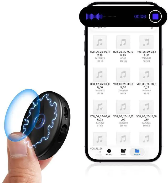 Main image of 64GB Digital Magnetic Voice Recorder with DSP 5.0 AI-Intelligent Noise Cancellation, 4800Hrs Voice Activated Recorder, Smart Tap Recording Device Portable for Lectures Meetings Interviews Classes