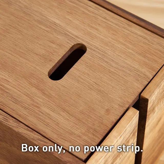 Alt view image 6 of 6 - Acacia Wood Cable Management Box, Wooden Cord Hider & Organizer for Power Strip, Electrical Hiding, TV Wires, Desk & Floor Cables - Office Under Desk Cable Storage Box for Wire