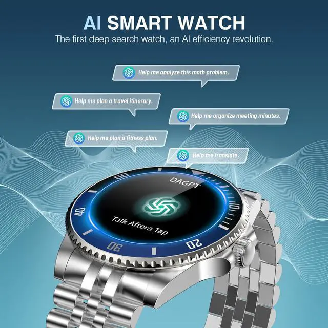 Alt view image 2 of 6 - GPT Smart Watch for Men, Answer/Make Call, Fitness Tracker, IP67, 44mm | 1.19" AMOLED Display, 24/7 Heart Rate/Blood Oxygen/Blood Pressure/Sleep Monitor, 107 Sports Modes, Compatible Android iPhone