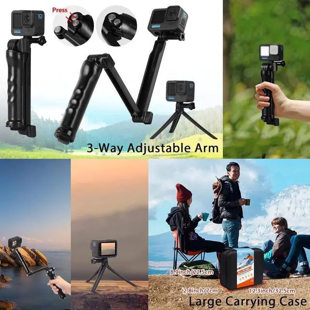 Alt view image 2 of 6 - Action Camera Accessories Kit for GoPro Hero 13 12 11 10 9 Black | Waterproof Housing+Silicone Case+ Adjustable Arm+Head Chest Wrist Strap+Bike Mount+Suction Cup+Floating Grip Bundle Set 63in1