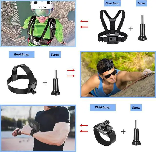Alt view image 6 of 6 - Action Camera Accessories Kit for GoPro Hero 13 12 11 10 9 Black | Waterproof Housing+Silicone Case+ Adjustable Arm+Head Chest Wrist Strap+Bike Mount+Suction Cup+Floating Grip Bundle Set 63in1