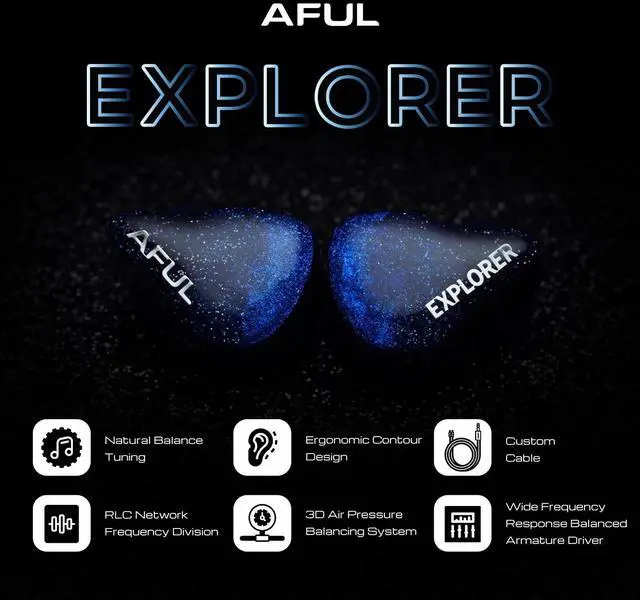 Alt view image 2 of 6 - IEMs, AFUL Explorer in Ear Monitors, 1DD+2BA Hybrid Drivers Wired Headphone, Gaming Earbud, HiFi Earphone with Detachable Silver-Plated Copper Cable for Musician Audiophile (3.5mm)