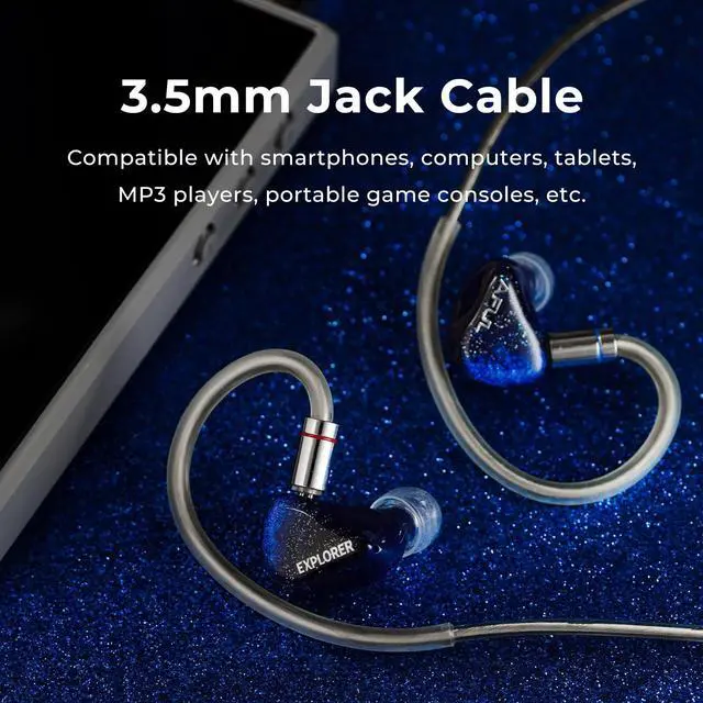 Alt view image 6 of 6 - IEMs, AFUL Explorer in Ear Monitors, 1DD+2BA Hybrid Drivers Wired Headphone, Gaming Earbud, HiFi Earphone with Detachable Silver-Plated Copper Cable for Musician Audiophile (3.5mm)