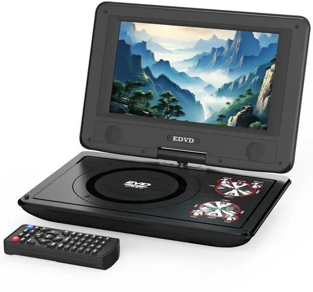 Main image of 11.5"" Portable DVD Player with 9.5"" Swivel Screen, 5-Hours Rechargeable Battery,Car DVD Player,Support CD/DVD/SD Card/USB,Regions Free,Dual Speakers,Black