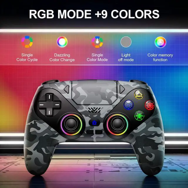 Alt view image 2 of 6 - LED Wireless Controller for PS5, Compatible with PS5 Pro/Slim/PC, Dual Vibration, Macro/Turbo Function, 3.5mm Audio Jack,1000mAh Battery, 6-Axis Motion Control Gamepad with Speaker