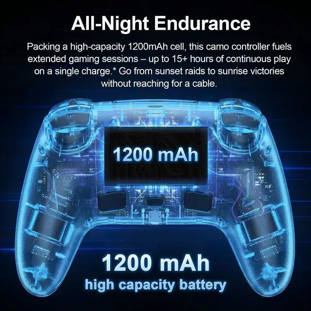 Alt view image 6 of 6 - LED Wireless Controller for PS5, Compatible with PS5 Pro/Slim/PC, Dual Vibration, Macro/Turbo Function, 3.5mm Audio Jack,1000mAh Battery, 6-Axis Motion Control Gamepad with Speaker