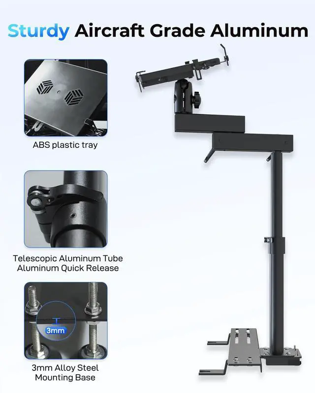 Alt view image 5 of 6 - Car Laptop Mount with 2 Cooling Fans, No-Drill Adjustable Vehicle Computer Mount for Trucks, Vans, Heavy Duty Aluminum Laptop Holder for Work on The Go
