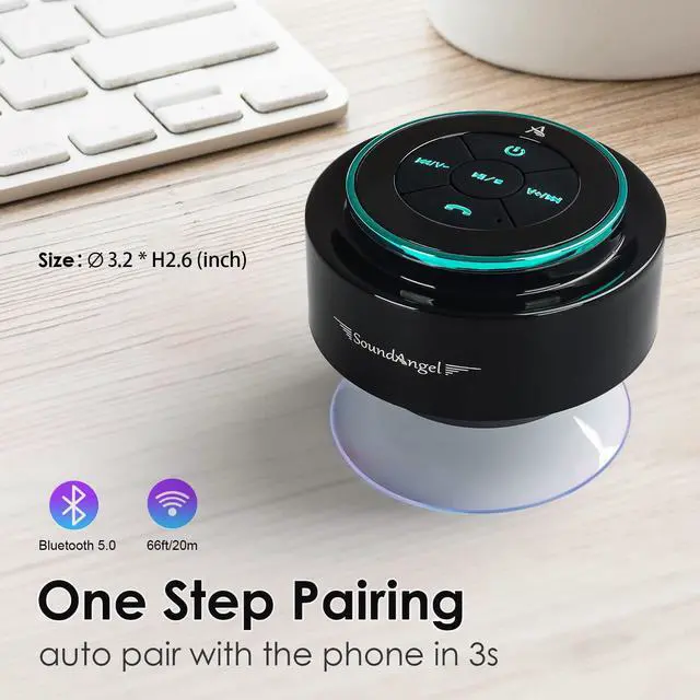 Alt view image 2 of 6 - Upgraded, Pro Shower Speaker, Certified IPX7 Waterproof Bluetooth Speaker, with Suction Cup, Silicone Lanyard, 8W Crystal Sound&Rich Bass, 15H Playtime, Ideal Gifts - SoundAngel Mate(2 Gen)