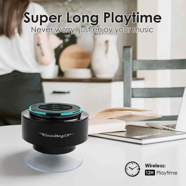 Alt view image 4 of 6 - Upgraded, Pro Shower Speaker, Certified IPX7 Waterproof Bluetooth Speaker, with Suction Cup, Silicone Lanyard, 8W Crystal Sound&Rich Bass, 15H Playtime, Ideal Gifts - SoundAngel Mate(2 Gen)