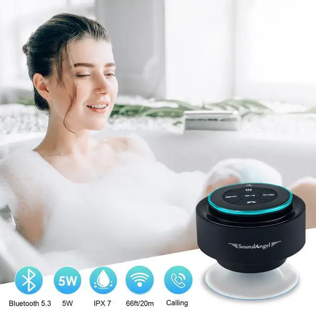 Alt view image 6 of 6 - Upgraded, Pro Shower Speaker, Certified IPX7 Waterproof Bluetooth Speaker, with Suction Cup, Silicone Lanyard, 8W Crystal Sound&Rich Bass, 15H Playtime, Ideal Gifts - SoundAngel Mate(2 Gen)