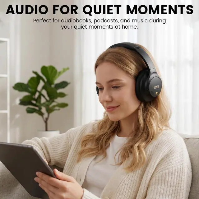 Alt view image 6 of 6 - Y8+ Noise Cancelling Headphones Bluetooth 6.0 Over-Ear Wireless, Black | Hybrid ANC, 100 hrs Playtime, Comfortable, LDAC Hi-Res Audio, Deep Bass, Custom EQ via APP for Airplane & Travel
