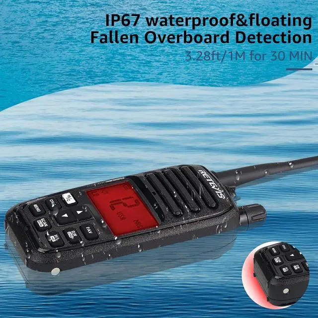 Alt view image 3 of 6 - RM21 5W VHF Radio Marine IP67 Floating, Noise Cut for Yacht(1 Pack) | 1-Press AI Noise Reduction, 1800mAh Battery, Submersible, Global Channels, NOAA Weather Alert, Coastal Fishing, Travel Sport