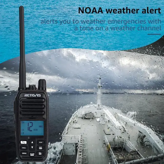 Alt view image 6 of 6 - RM21 5W VHF Radio Marine IP67 Floating, Noise Cut for Yacht(1 Pack) | 1-Press AI Noise Reduction, 1800mAh Battery, Submersible, Global Channels, NOAA Weather Alert, Coastal Fishing, Travel Sport
