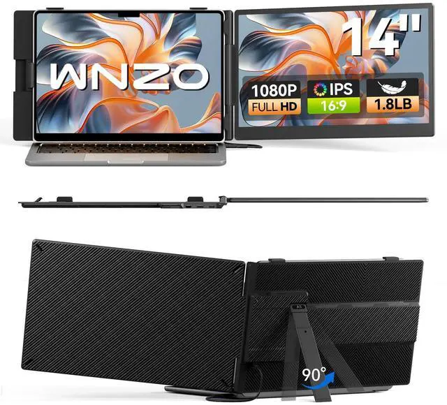 Main image of Laptop Screen Extender 1.8lbs 14.1" - Ultra-Light & Ultra-Slim 1080P FHD IPS Dual Portable Monitor for 13"-17.3" Laptops Plug & Play Travel Extra Screen Compatible with Wins/Mac/Android/Chrome