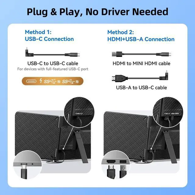 Alt view image 6 of 6 - Laptop Screen Extender 1.8lbs 14.1" - Ultra-Light & Ultra-Slim 1080P FHD IPS Dual Portable Monitor for 13"-17.3" Laptops Plug & Play Travel Extra Screen Compatible with Wins/Mac/Android/Chrome