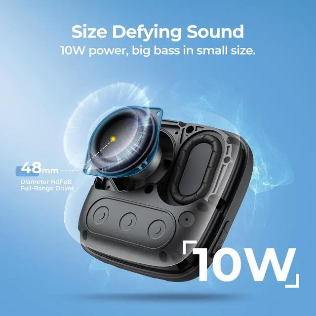 Alt view image 3 of 6 - StormBox Micro 2 Portable Bluetooth Speaker, 10W, 12H Playtime | Bike Speaker, IP67 Waterproof, BT5.3, XBass, Wireless, TWS Pairing, Built-in Mic, Outdoor, Camping, Travel, Cycling, Black